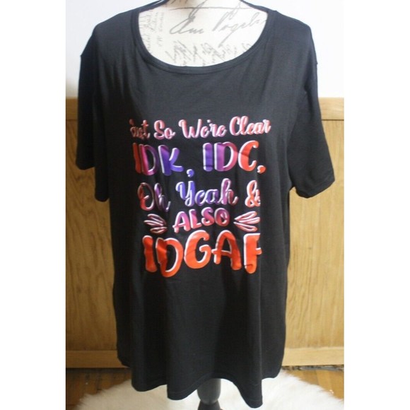 Women's Graphic SS T-Shirt Sz 2X Black "Just So We're Clear" Funny Quote NIP - Picture 3 of 4